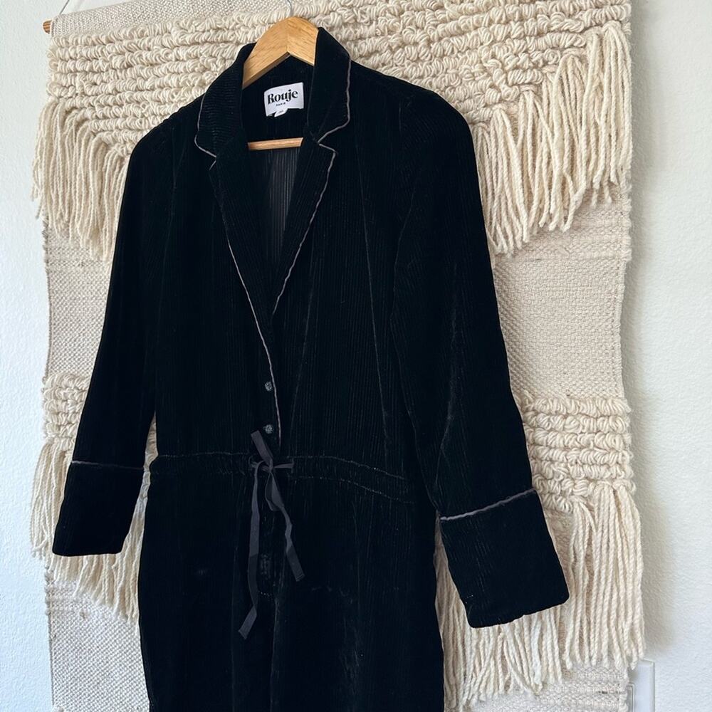 Rouje Paris Black Velour Metallic Jumpsuit